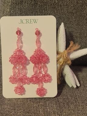 J. Crew Pink Faceted Beaded Chandelier Earrings